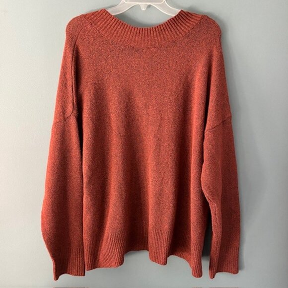 Ana Approach V-Neck Ribbed Knit Pullover Sweater Brown Clay OX Soft NWT $42 - Picture 3 of 7
